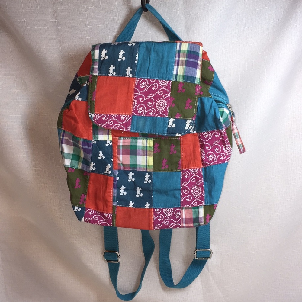 Disney parks patchwork plaid madras backpack